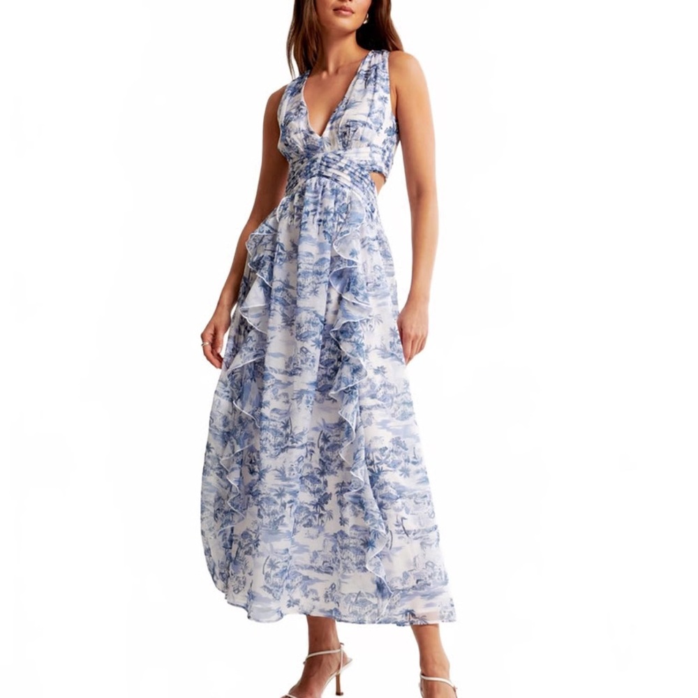 Abercrombie & Fitch Blue and White Floral Maxi Dress